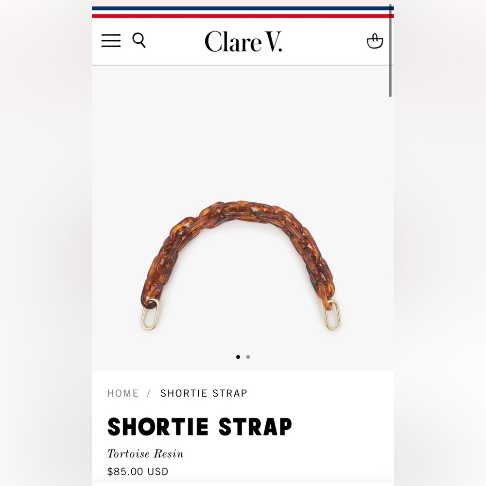 NWOT Clare V shortie strap in tortoise resin